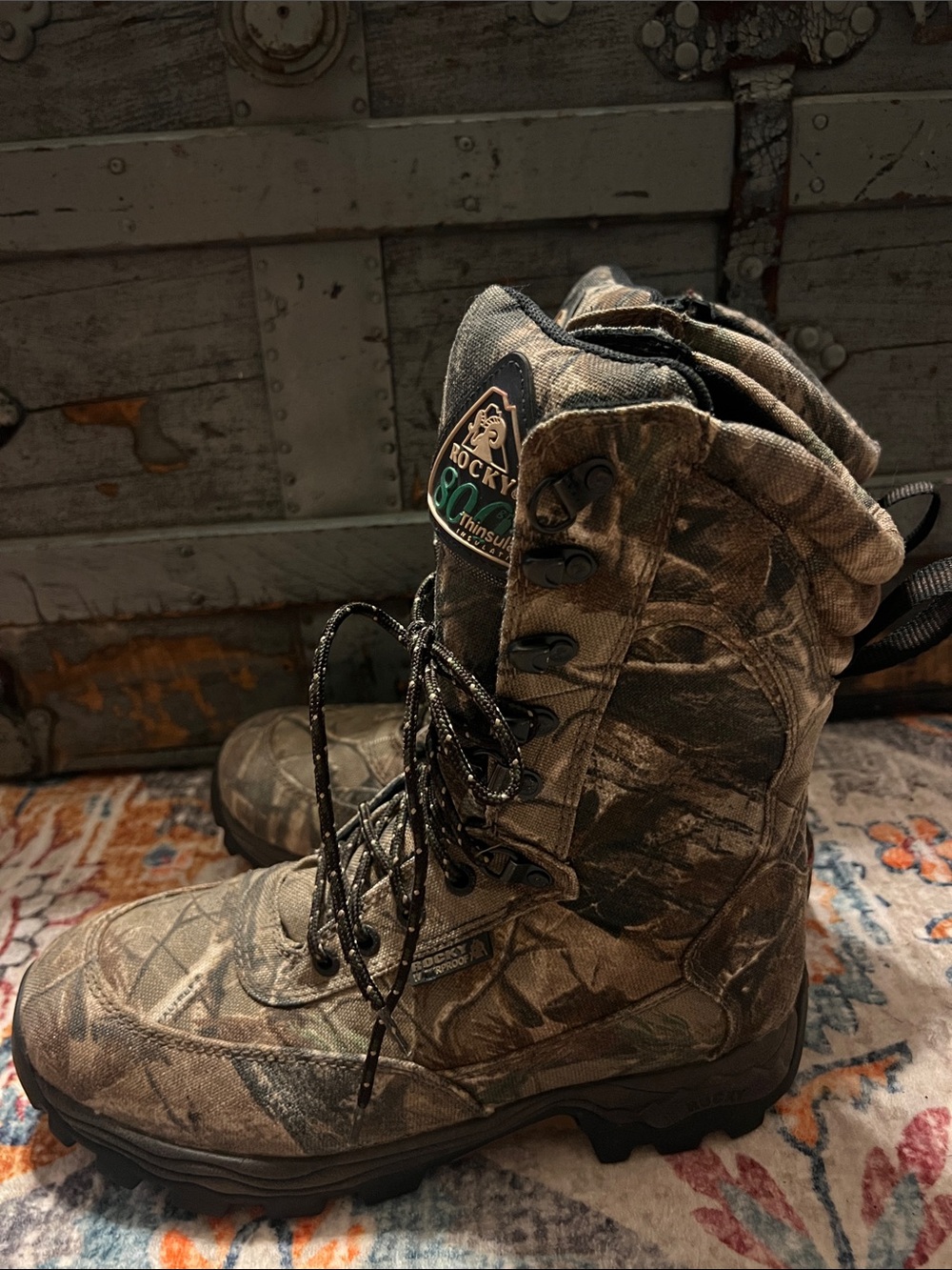 Rocky Camo Lace-Up Waterproof Hunting Boots Men's Size 7 or Women's Size 9 - Picture 4 of 7